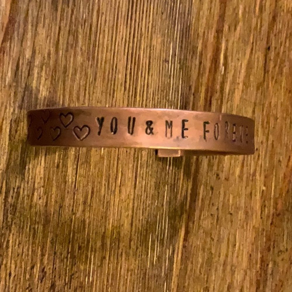 Handmade Copper Cuff You & Me Forever Valentines Gift